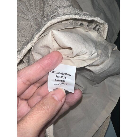 Anniewear Beige Puff Sleeve Crochet Overlay Top With Sequins Womens S - Picture 7 of 7